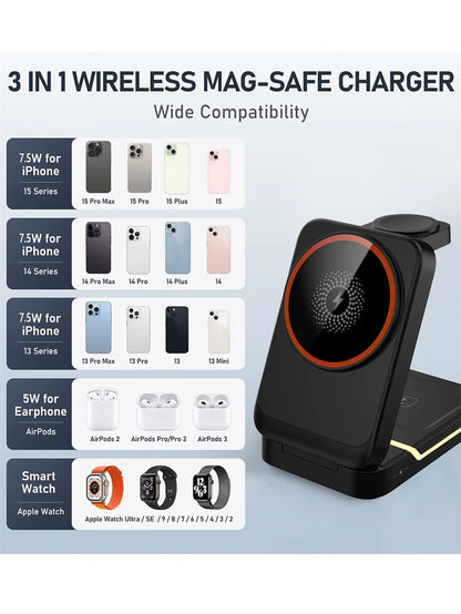 Nano Charge | 3-in-1 Wireless Compact Charger for iPhone, Apple Watch and Airpods